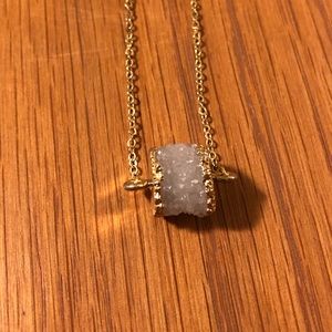 Beautiful Gold tone White Druzy Necklace